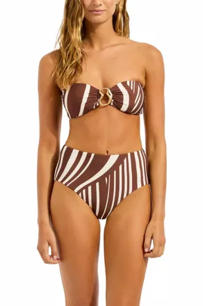 Seafolly High Waisted Bikini Bottom In Cocoa