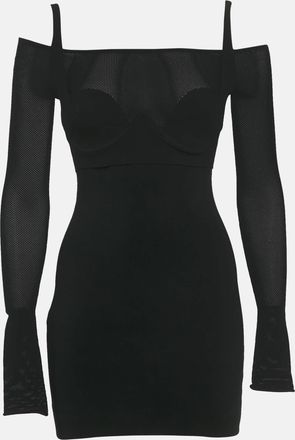 Dion Lee Black Jersey & Mesh Corset Detail Mini Dress