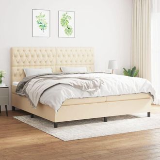 vidaXL Vidaxl - Cama Box Spring Con Colch&oacute;n Tela Color Crema 200x200 Cm