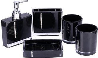 OEM Accesorios De Ba&ntilde;o Tuserxln - Sin Especificar - Juego De 5 Piezas - Resina Negra - Ecol&oacute;gico - Pr&aacute;ctico