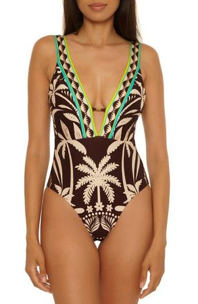 Trina Turk Syros Plunge One-Piece Swimsuit in Multi at Nordstrom, Size 10