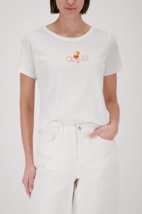 Monari T-Shirt MONARI cincin, Damen, Gr. 34, off, wei&szlig;, Web, Obermaterial: 100% Baumwolle, unifarben, regular fit normal, Rundhals, eingesetzt abgesteppte Ka