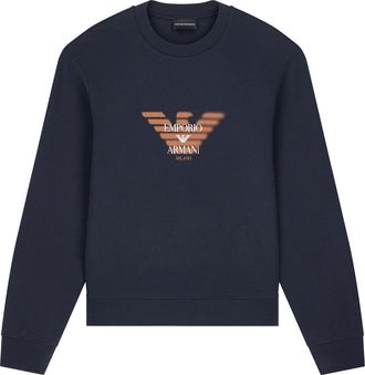 Emporio Armani Relaxed Fit Crew Neck Sweater with Central Logo Graphic