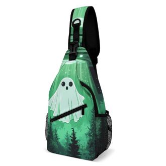 Generic Cute Ghosts Aliens Unisex Shoulder Bags Casual Crossbody Chest Bag Sling Backpack for Hiking Cycling Travel