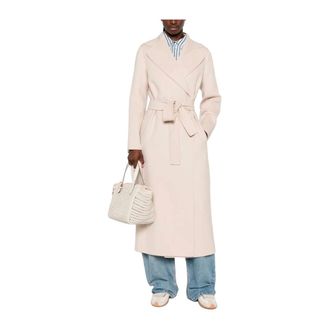 Max Mara Poldo Mantel met ceintuur - Dames - Mantels - Wit - Maat: 2XS Zijde