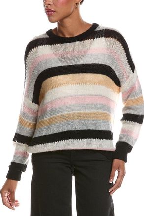 Autumn Cashmere Pointelle Multi Stripe Crewneck Cashmere & Silk-Blend Sweater