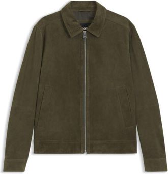 BOSS Suede leather jacket with zipper closure