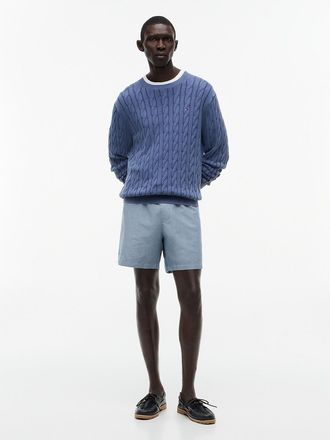 Tommy Hilfiger Mens Regular Fit 7 Cotton-Linen Blend Short - Brisk Blue - XXXL