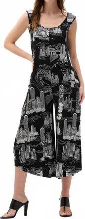 Joseph Ribkoff Printed Sleeveless Culotte Jumpsuit In Black/vanilla