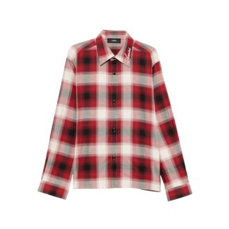 Amiri Logo-geborduurd Geruit Overhemd - Heren - Overhemden - Rood - Maat: XL Katoen