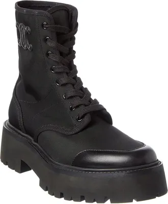 Celine Celine Bulky Laced-Up Nylon & Leather Boot