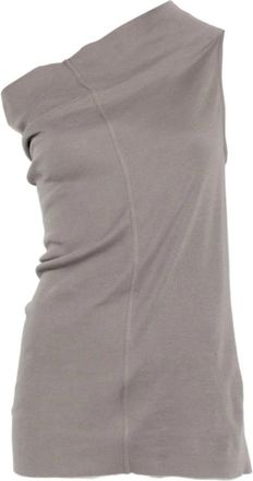 Rick Owens Athena One-Shoulder Top - Dames - Tops zonder mouwen - Grijs - L - Katoen - Tops