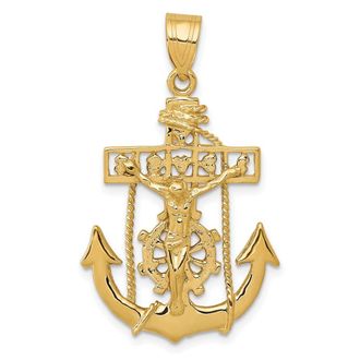 Diamond2Deal 14k Yellow Gold Mariners Cross Pendant