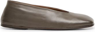 Mars&egrave;ll leather square-toe ballerina shoes - women - Calf Leather/Calf Leather/Calf Leather - 38 - Brown