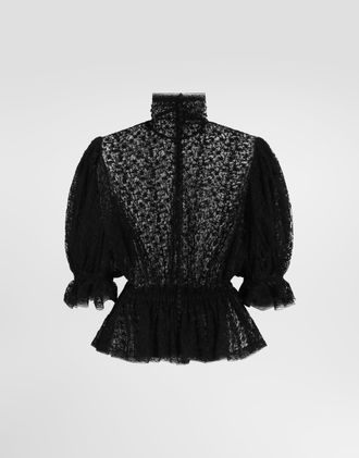 Dolce & Gabbana Tulle Top With Embroidery - Woman Shirts And Tops Black 36