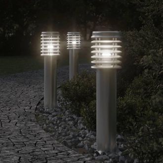 Berkfield Home Outdoor Floor Lamps 3pcs Silver 60 cm Stainless Steel