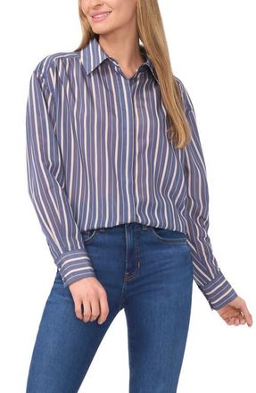 Ted Baker Elise Stripe Button-Up Shirt in Swift Seas at Nordstrom, Size X-Small
