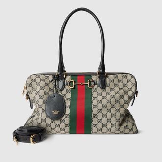 Gucci Borsetto Large Boston Bag, Beige, Original GG Fabric