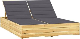 vidaXL Vidaxl - Tumbona Doble Y Cojines Madera Pino Impregnada Gris Antracita