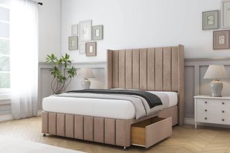 Sloomy Melbourne Naples Divan Set 2 Drawers-54 Wingback-Footboard in Light Brown | Size: King