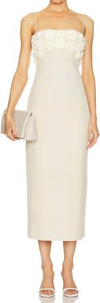 Clea Delilah Midi Dress In Macadamia
