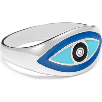Nialaya Evil Eye Ring in Silver /Turquoise at Nordstrom, Size 7