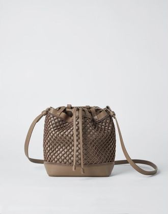 Brunello Cucinelli Womens Ice Leather Drawstring Bucket Bag