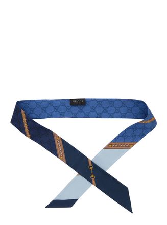Gucci Silk All-Over GG Print Scarf - Blue