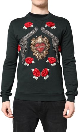 Dolce & Gabbana Black Sequined Embellished Pullover Mens Sweater