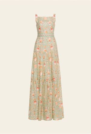 Agua Bendita Abeja Playa Maxi Linen Dress in Green at Nordstrom, Size Large