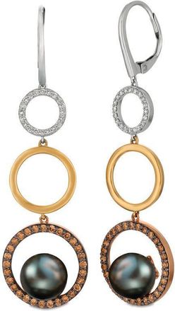 Le Vian Ladies Wisdon Pearls Earrings set in 14K Tri Color Gold