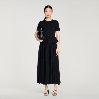 Sandro Peplum knit maxi dress
