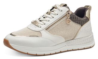 Tamaris Keilsneaker TAMARIS, Damen, Gr. 36, weiss (ivory kombiniert), Lederimitat, Textil, Schuhe Keilsneaker, Freizeitschuh, Halbschuh, in schmaler Form, veg