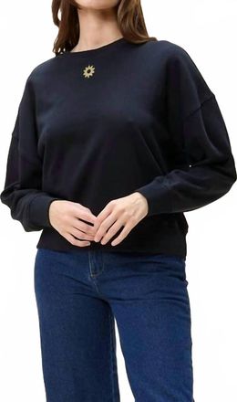 Cleobella Anaia Crew Neck Long Sleeve Sweatshirt In Black Motif