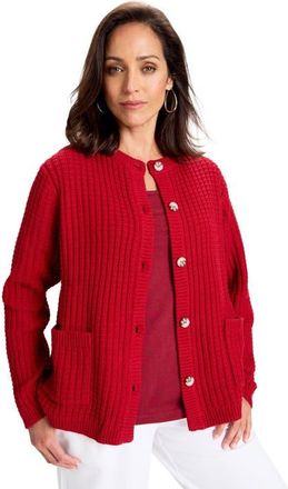 Jessica London Boxy Stitch Cardigan in Classic Red at Nordstrom, Size 28