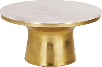 Maisons du monde Mesa de centro redonda de mármol blanco y metal dorado D.79