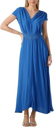 Louizon Kleedjes, Dames, Blauw, S, Fayence Maxi Jurk