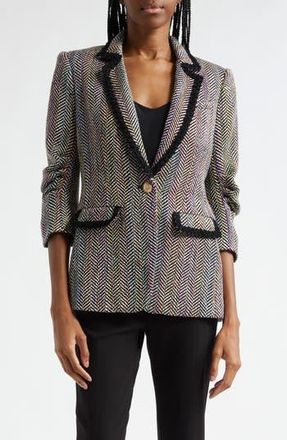 Cinq &agrave; Sept Khloe Boucl&eacute; Blazer in Black Multi at Nordstrom Rack, Size 14