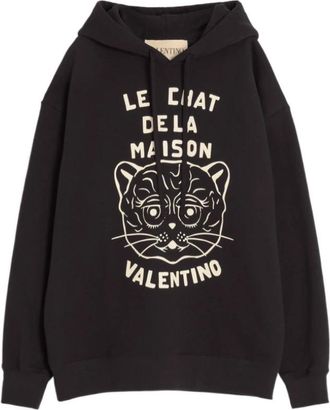 Valentino Ruimvallende Hoodie met Geribbelde Zoom - Heren - Hoodies - Zwart - L - Hoodies & sweatvesten