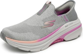 Skechers Womens Max Cushioning Arch Fit 2.0 Cambridge Slip-On Sneakers, Gray Textile/Pink Trim, 6.5 UK