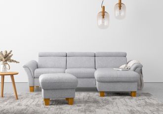 HOME AFFAIRE Ecksofa »Lindgren L-Form« wahlweise mit Bett mit klappbaren Rollen, Kasten und Kopfverstellung