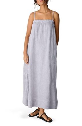 Eileen Fisher Stripe Organic Cotton Gauze Maxi Dress in Hazelwood at Nordstrom, Size Xx-Small