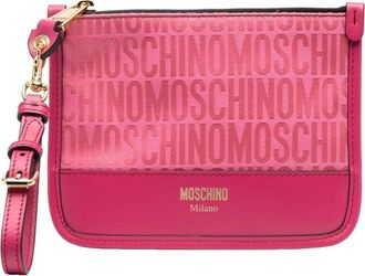 Moschino Logo Pochette - Dames - Clutches - Roze - ONE Size - Katoen - Tassen