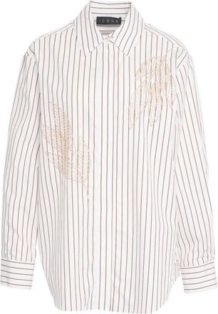 Kaos Embroidered White Shirt With Classic Collar And Buttoned Cuffs