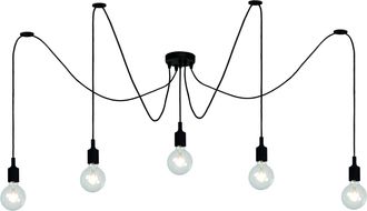 Lucide Lampadario Lucide Fix 5xe27 Nero Regolabile 100cm Ip20