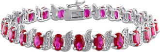 Mimi & Max 18 CT TGW Created Ruby S-Link Bracelet in Sterling Silver-7 in