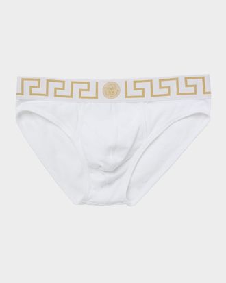 Versace Men & apos;s Greek Key Organic Cotton Stretch Briefs