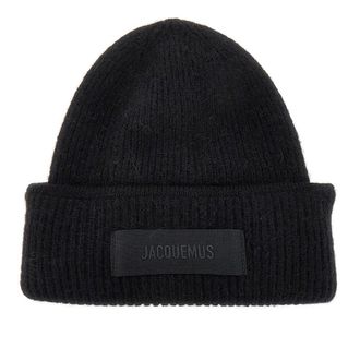 Jacquemus Knitted beanie hat with gros-grain logo Woman One Size