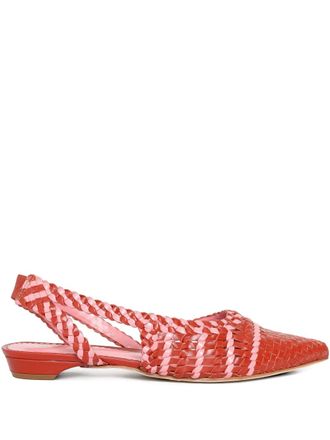 Sarah Chofakian Pralin&eacute; geweven pumps - Rood