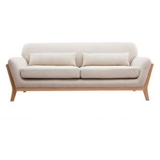 Miliboo Miliboo - Divano in stile scandinavo 3 posti beige con piedini in legno yoko